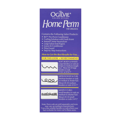 Ogilvie precisely right home perm components side view highlighting pre perm hair prep step