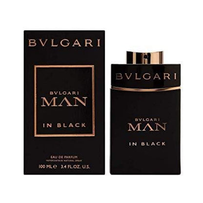 Authentic Bvlgari Man In Black Eau De Parfum spray showing the iconic branding details