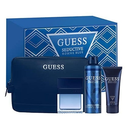 Close up of Guess Seductive Homme Blue Eau de Toilette bottle