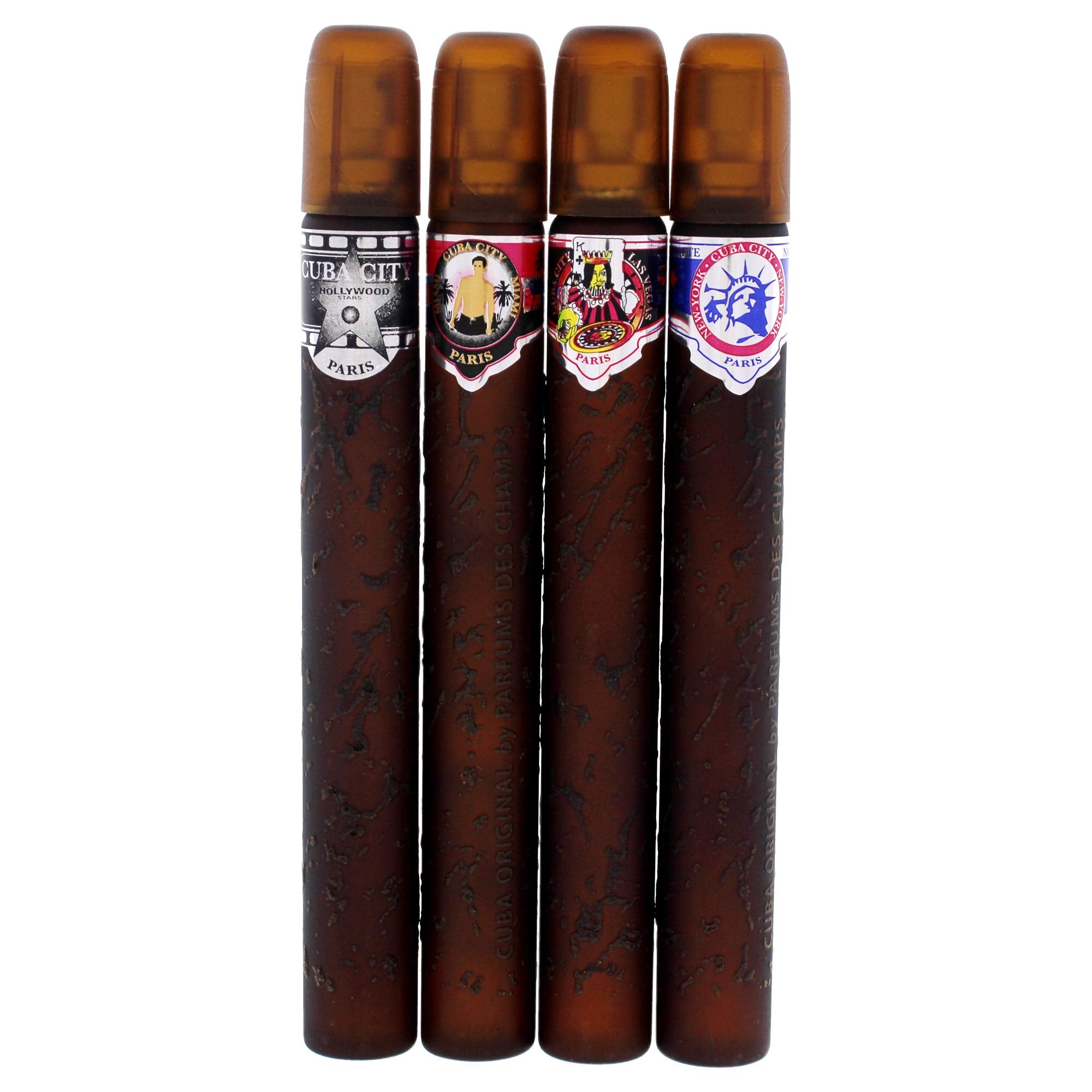 Cuba City 4 Piece variety sampler for men featuring Hollywood and Vegas spray bottles.