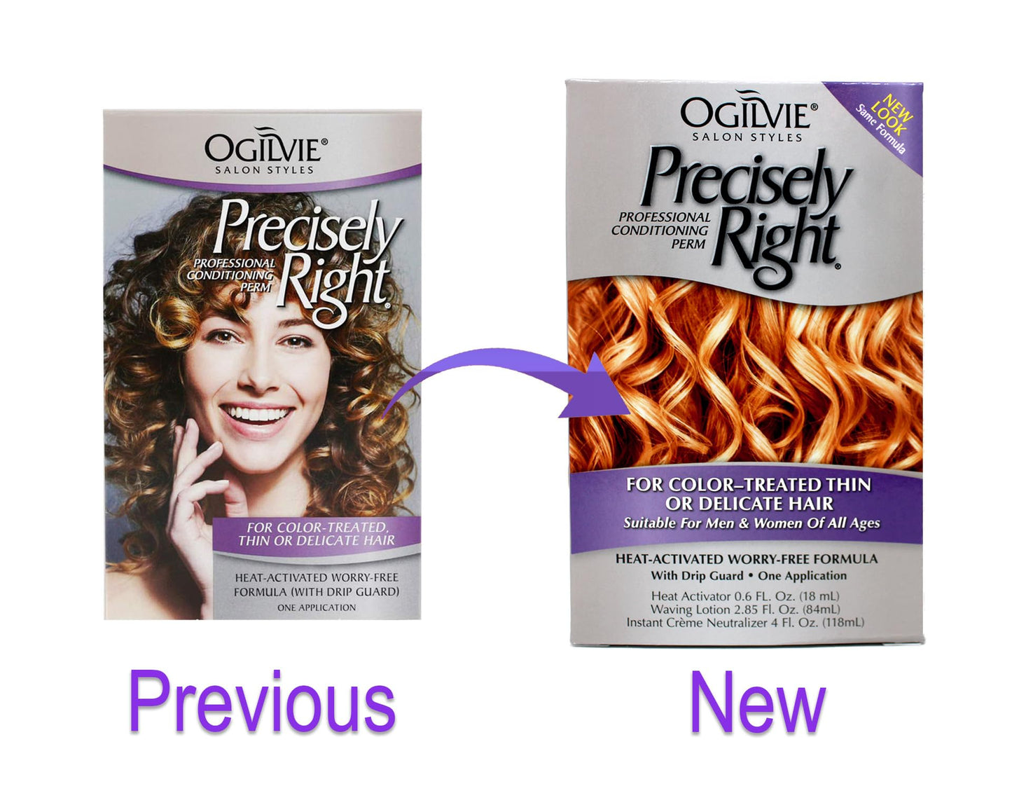 Top view of the OGILVIE hair texture waving treatment box showing correct product branding.