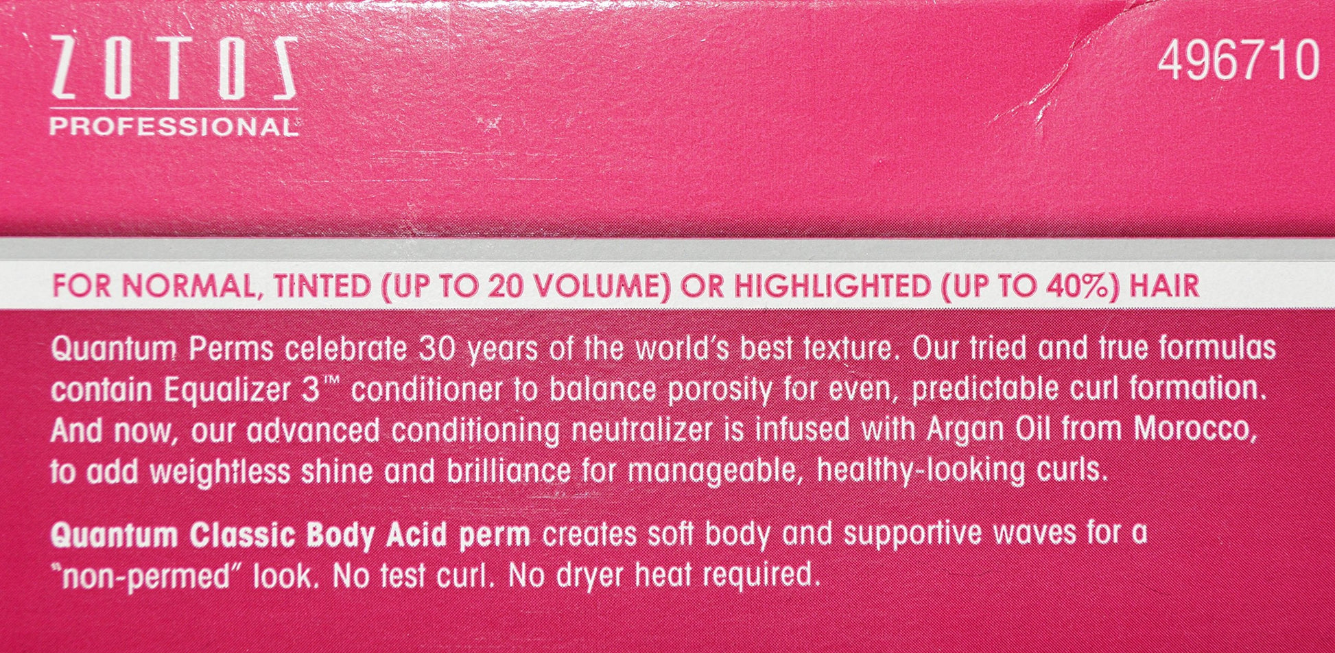 Quantum salon wave texturizing solution for normal, tinted, or highlighted hair types.