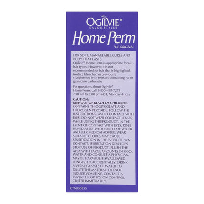 Ogilvie ammonia free hair perming lotion box side panel detailing features