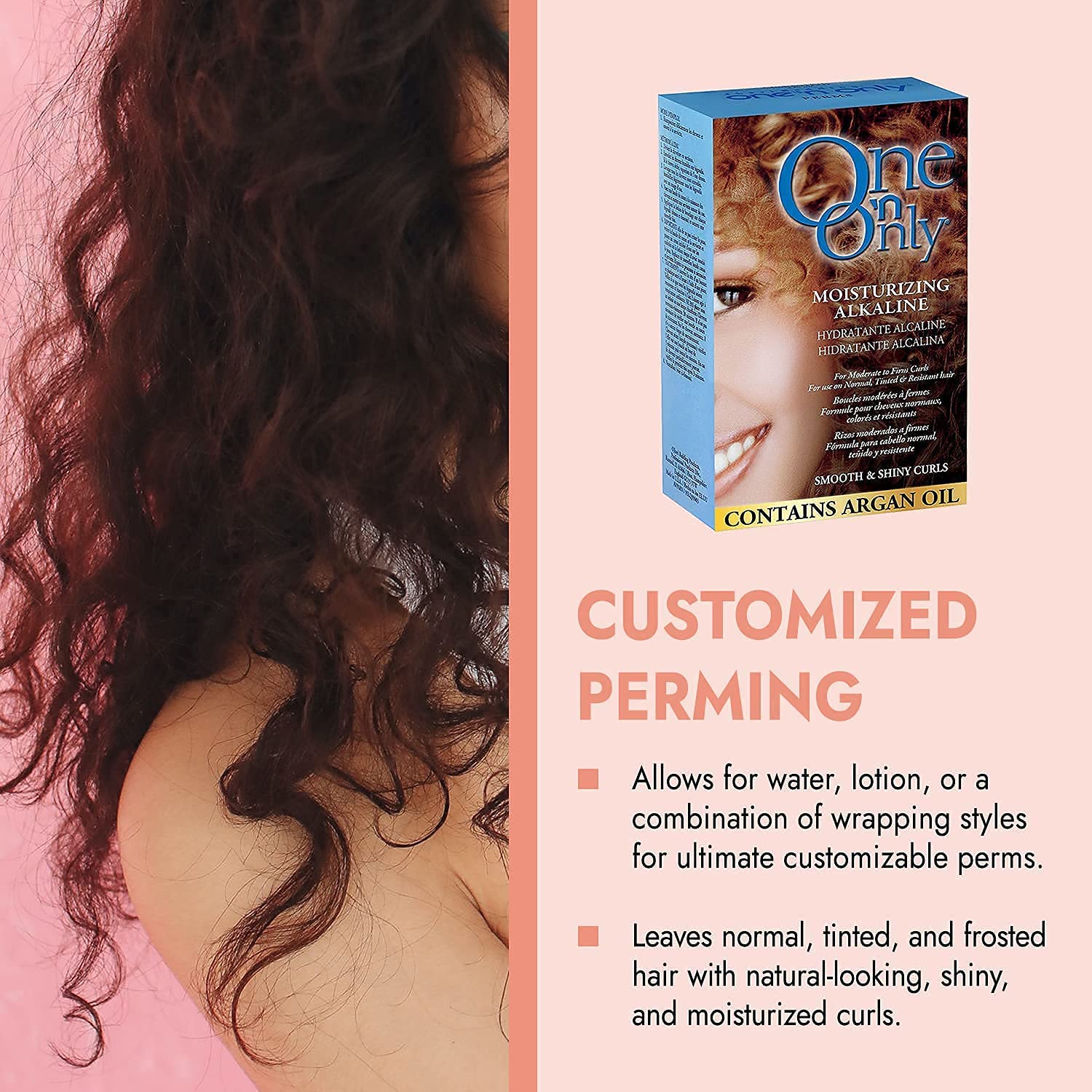 Close up of the argan oil infused hair care instructions and contents