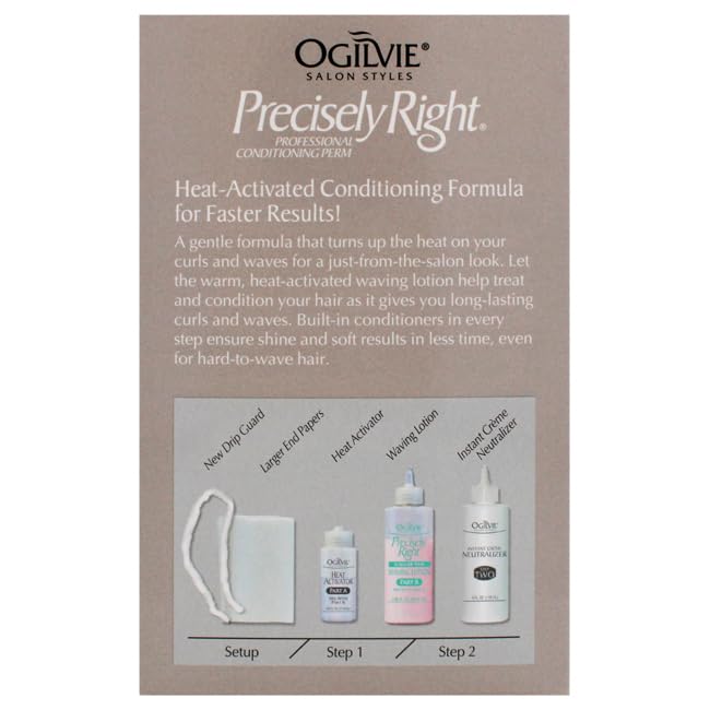 Ogilvie home perm kit box detailing heat-activated formula for normal hair