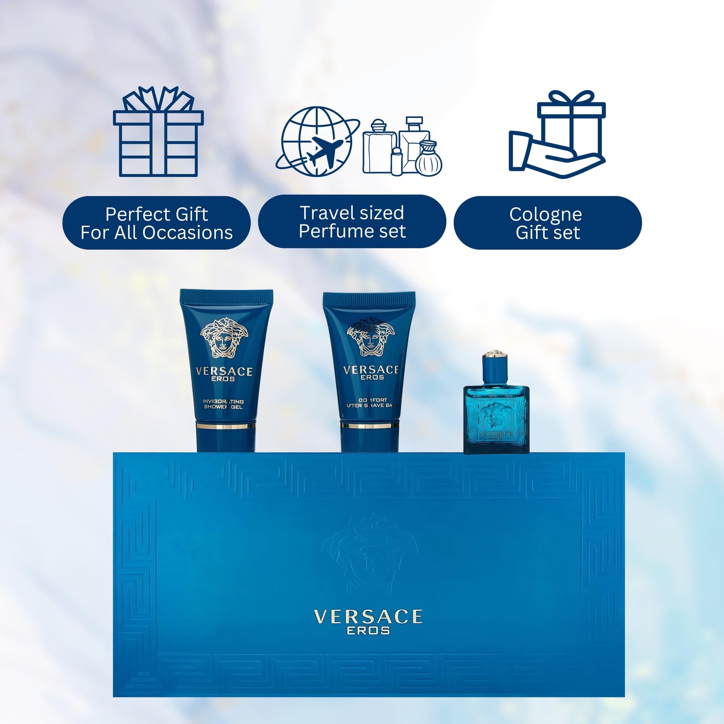 Versace Eros three piece miniature fragrance collection unboxed display