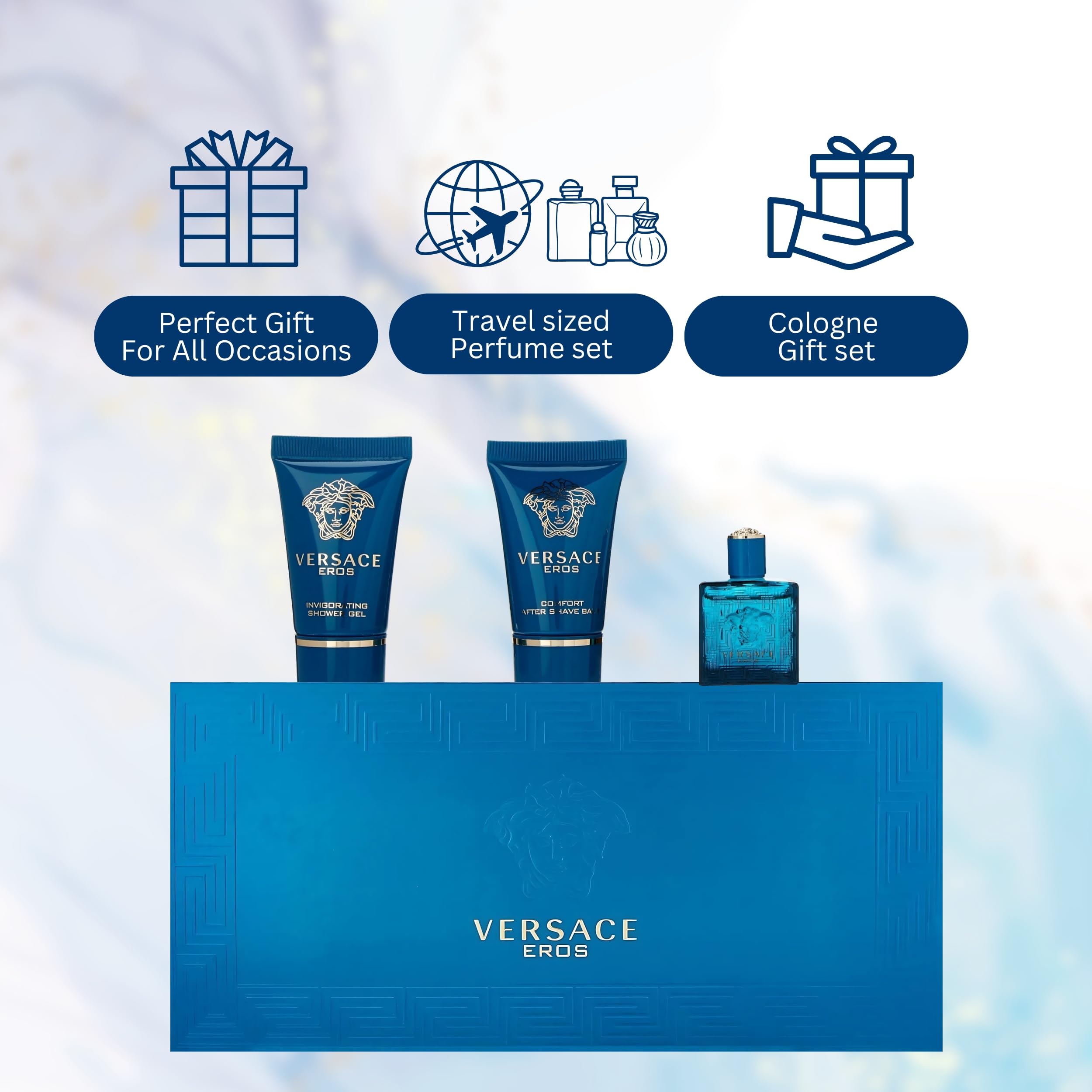 Versace Eros three piece miniature fragrance collection unboxed display