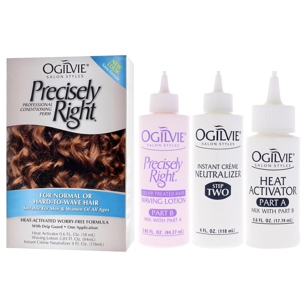 Ogilvie precisely right conditioning perm box showing long lasting curl benefits