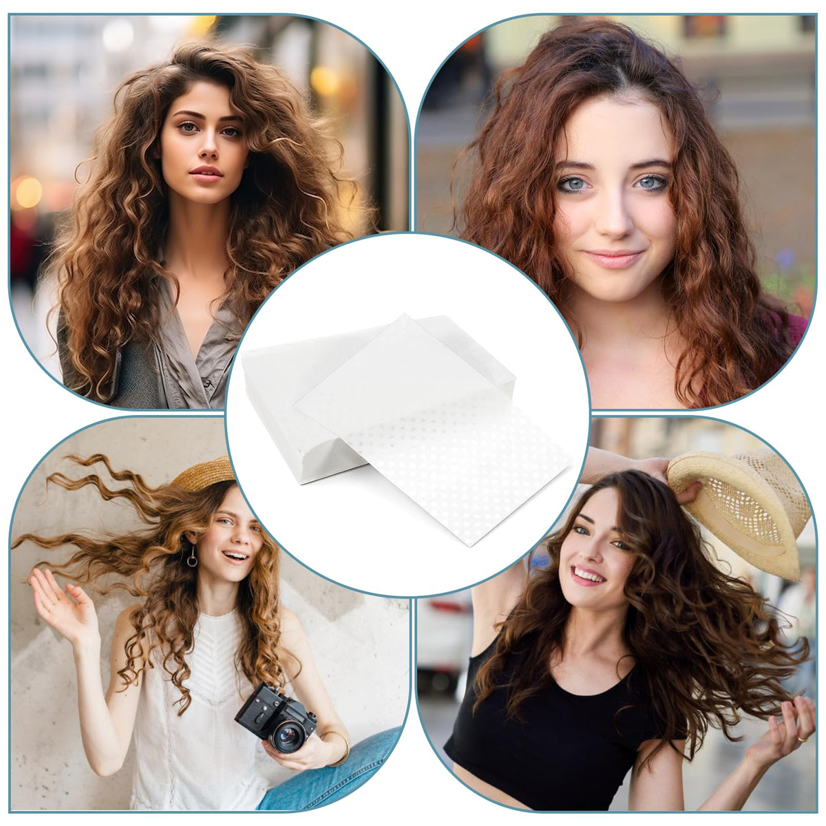 Full pack of 300 count white styling tissues demonstrating quantity for hair curling.