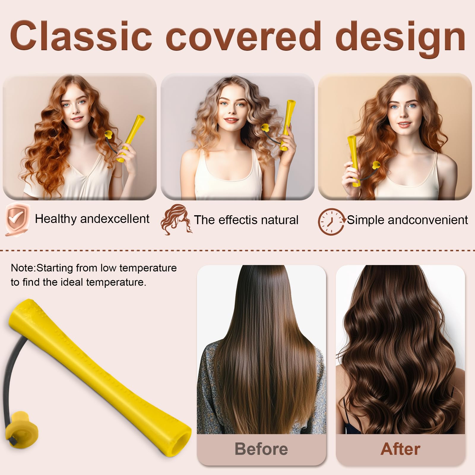 Close up view of the textured surface and secure bands of cold wave perm rods.