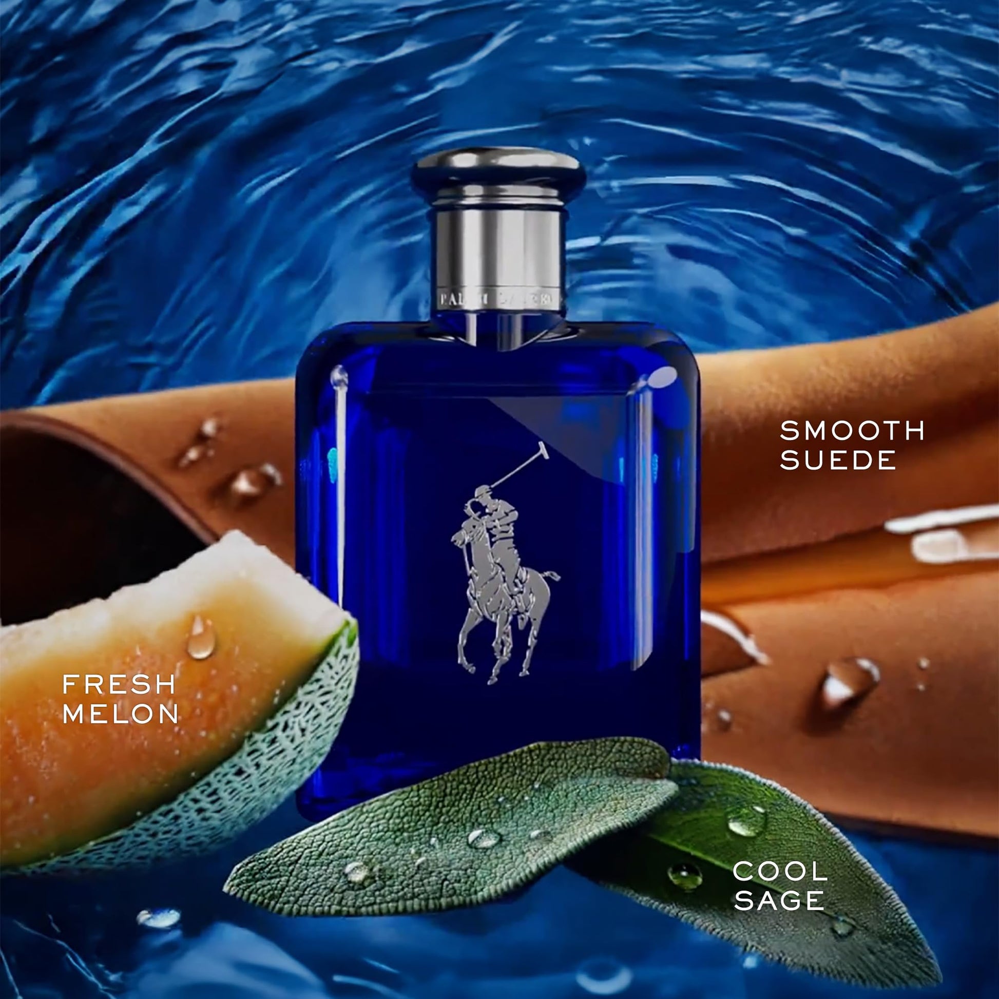 Full-size Polo Blue cologne bottle and travel spray