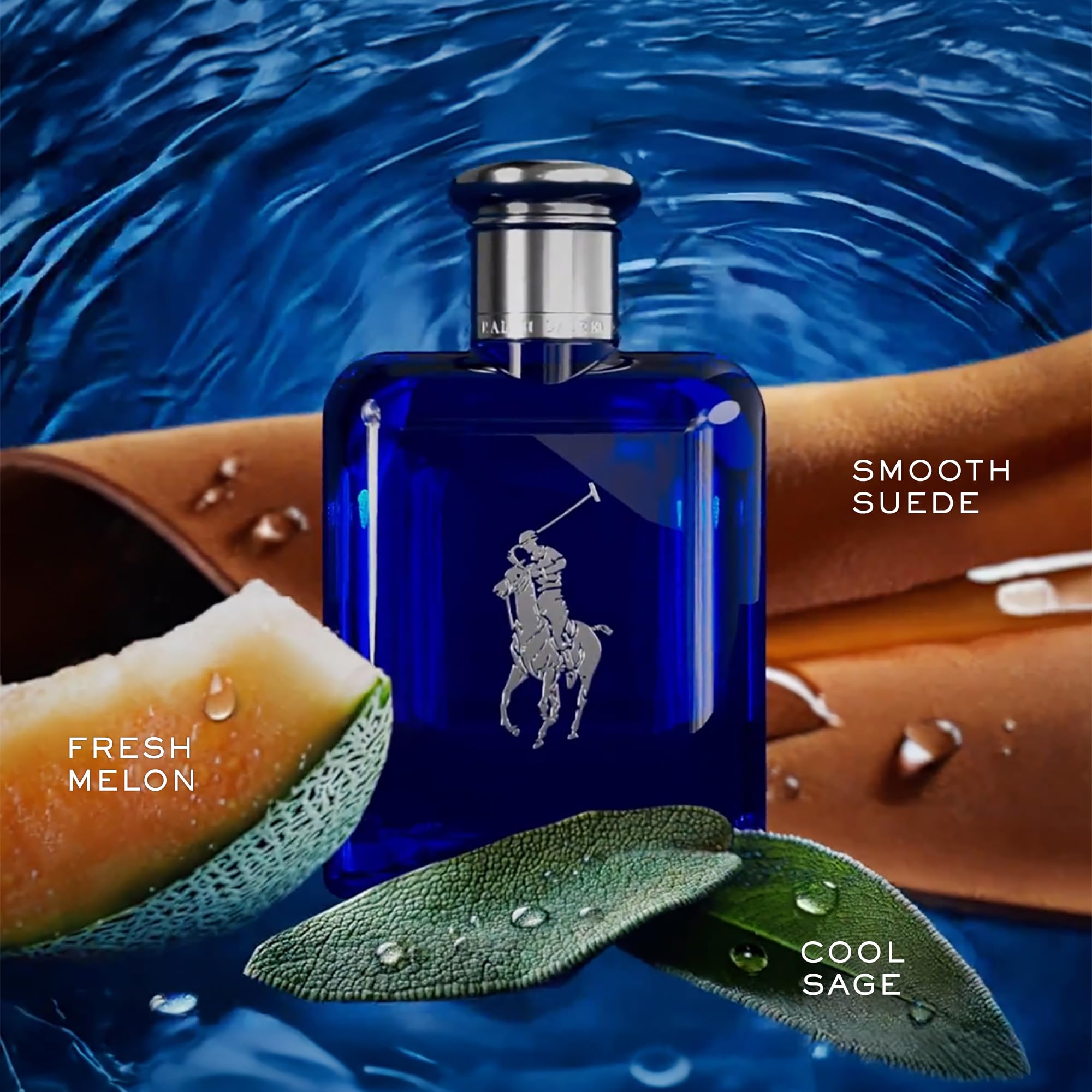 Full-size Polo Blue cologne bottle and travel spray