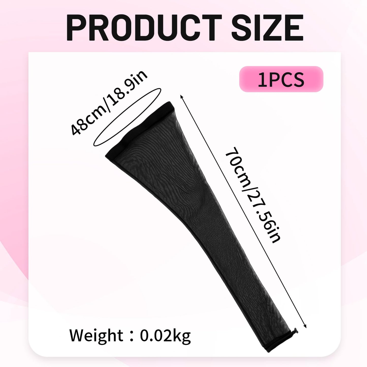 Black breathable mesh hair sleeve for braids on a mannequin head