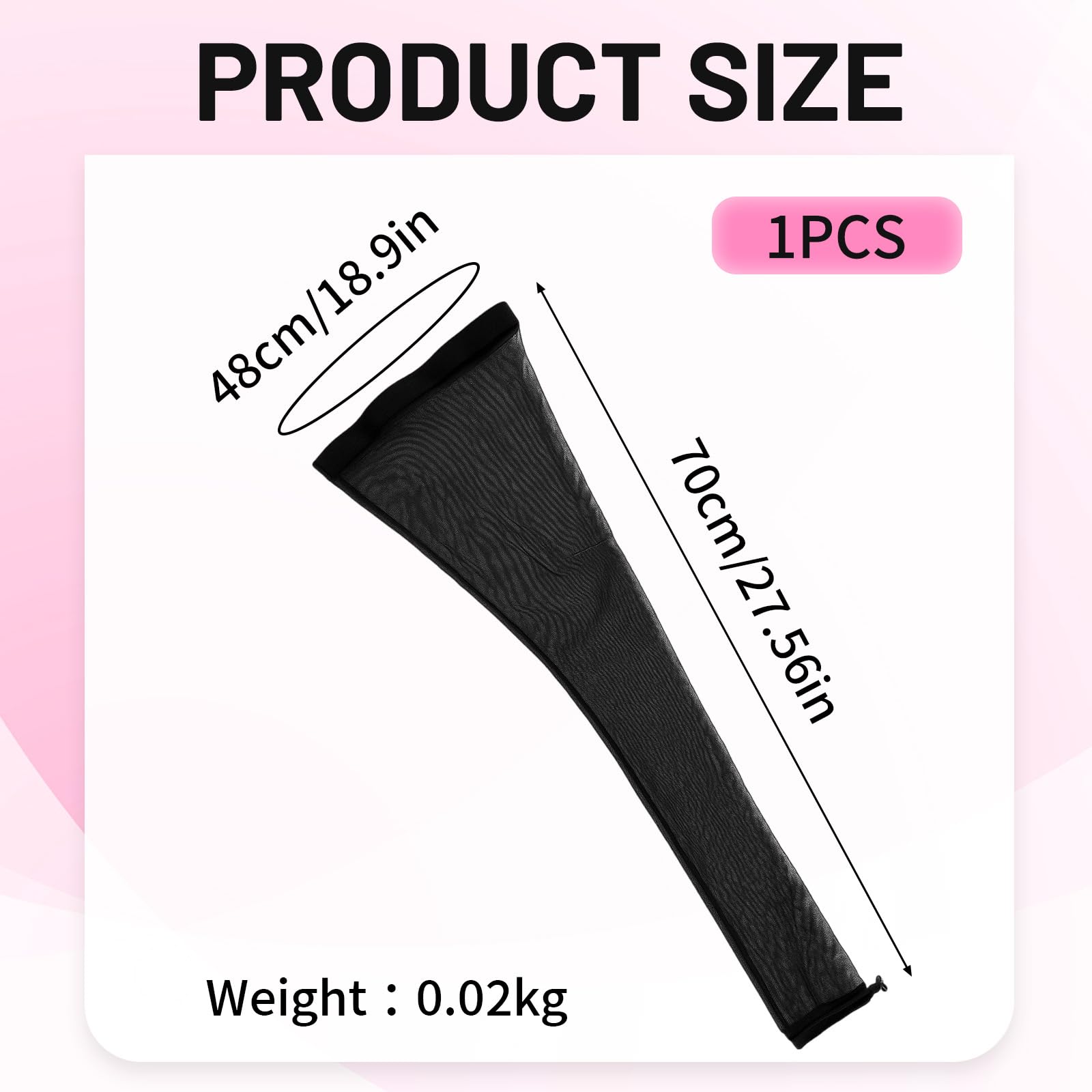 Black breathable mesh hair sleeve for braids on a mannequin head