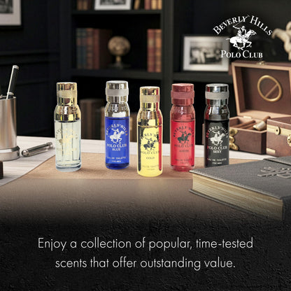 Unboxed view of the signature men's variety pack highlighting the unique color profiles of each liquid blend.