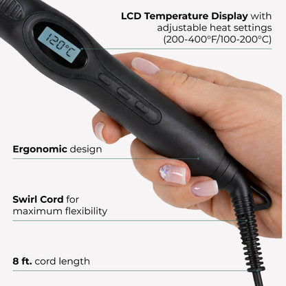 Essent-Ix convertible fusion tool displayed alongside its alternative application tips on a professional salon workstation.