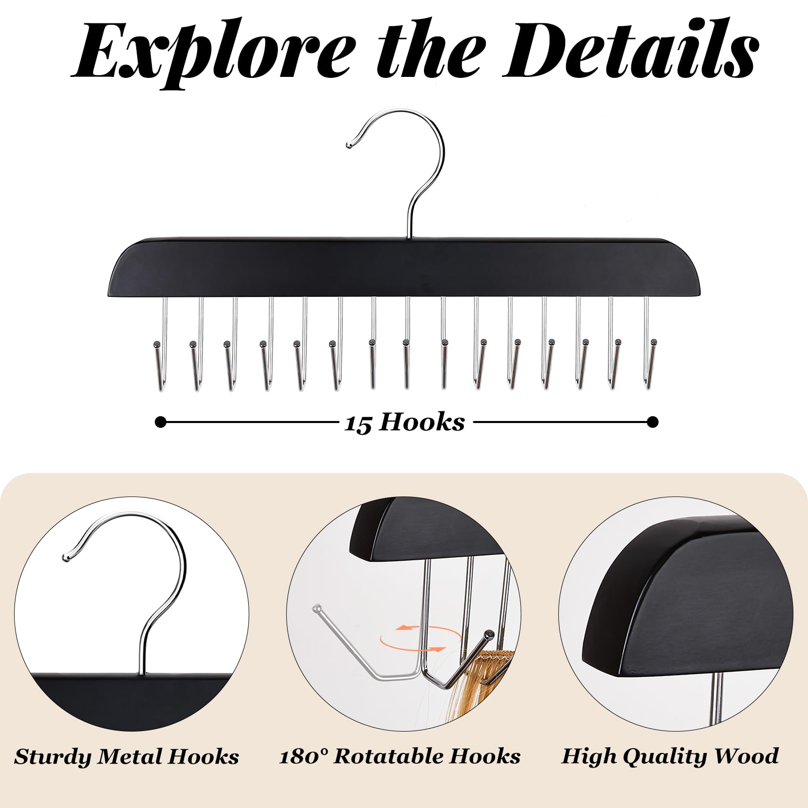 Wooden extension storage rack hanging in a closet organizing hair extensions
