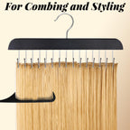 Compact travel setup of the folded black hair extension holder