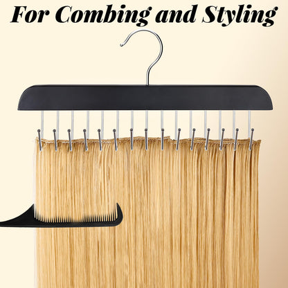 Compact travel setup of the folded black hair extension holder