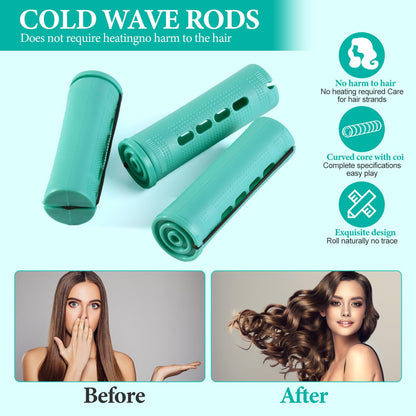 Set of six pieces of blue hairdressing rollers arranged neatly for home hair styling