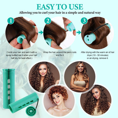 Demonstration of a natural hair section wrapped around the blue cold wave rod