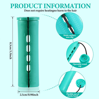 Lightweight and portable travel ready packaging of the blue heatless hair curlers