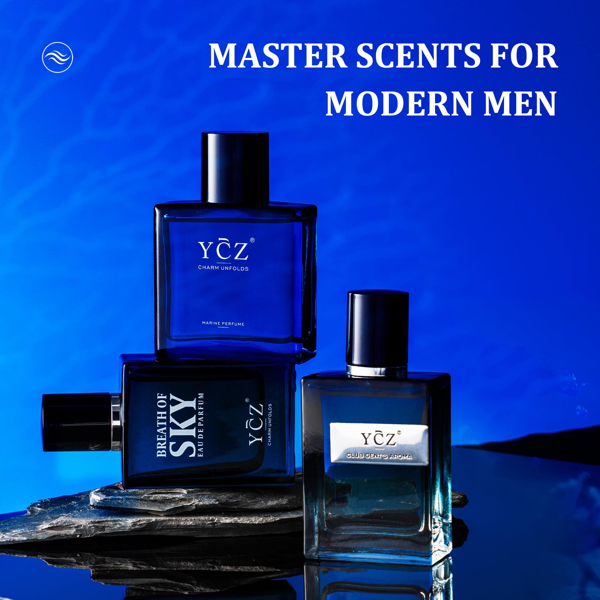 Ycz Ocean cologne bottle close up shot