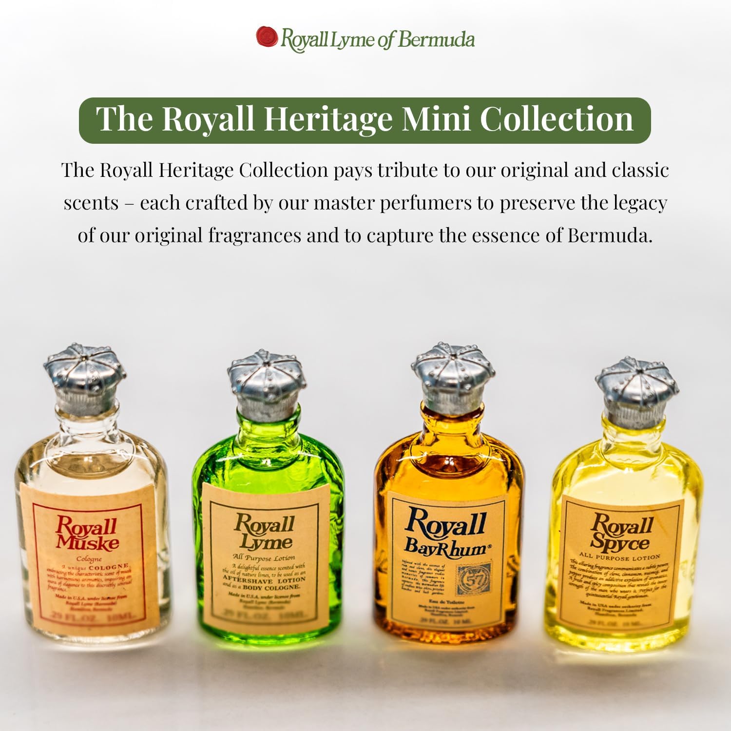 Royall Fragrances Bermuda collection four mini perfume bottles in premium gift packaging
