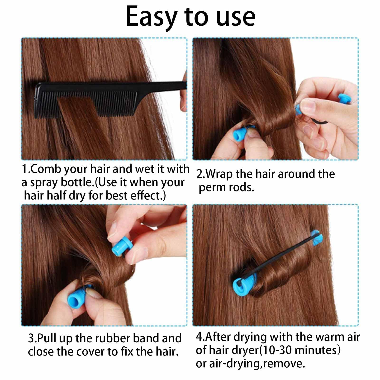 Premium stainless steel pintail comb separating hair sections alongside the colorful styling rods