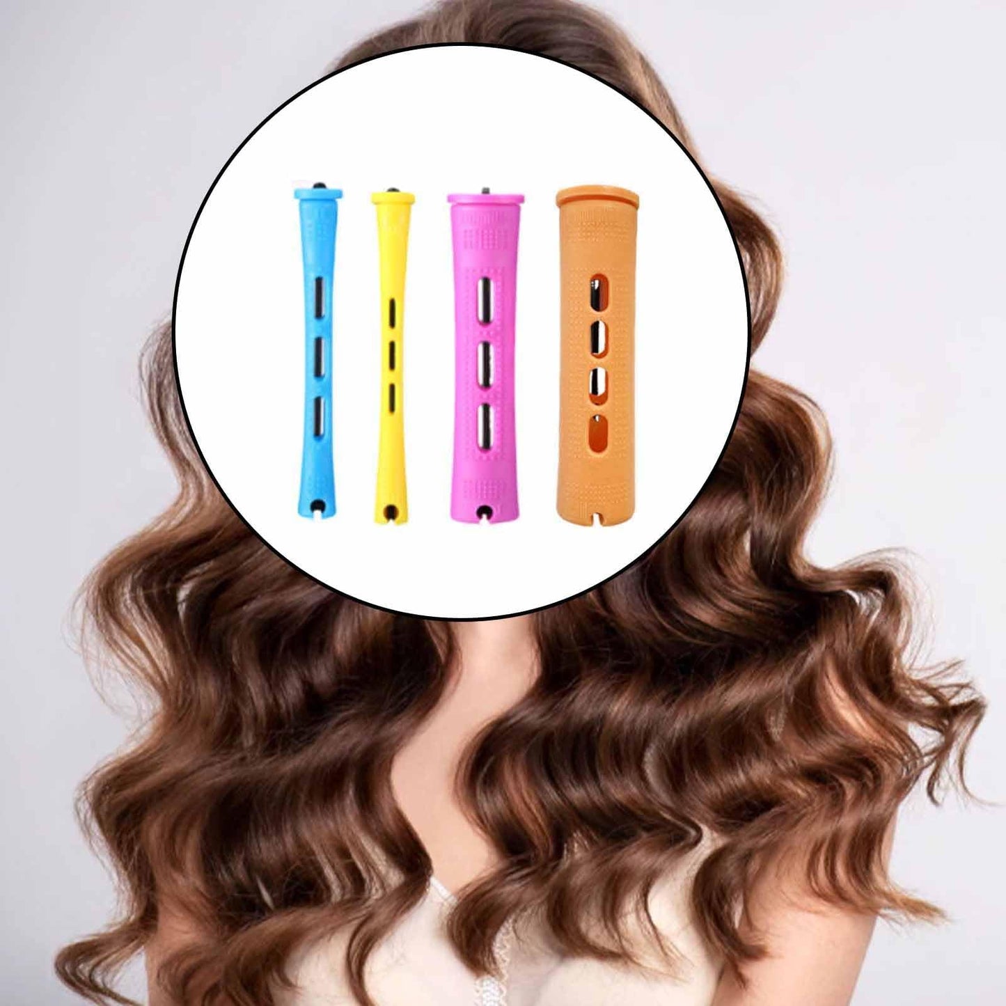 Durable plastic curling rods and parting comb showing professional quality heatless hair tools