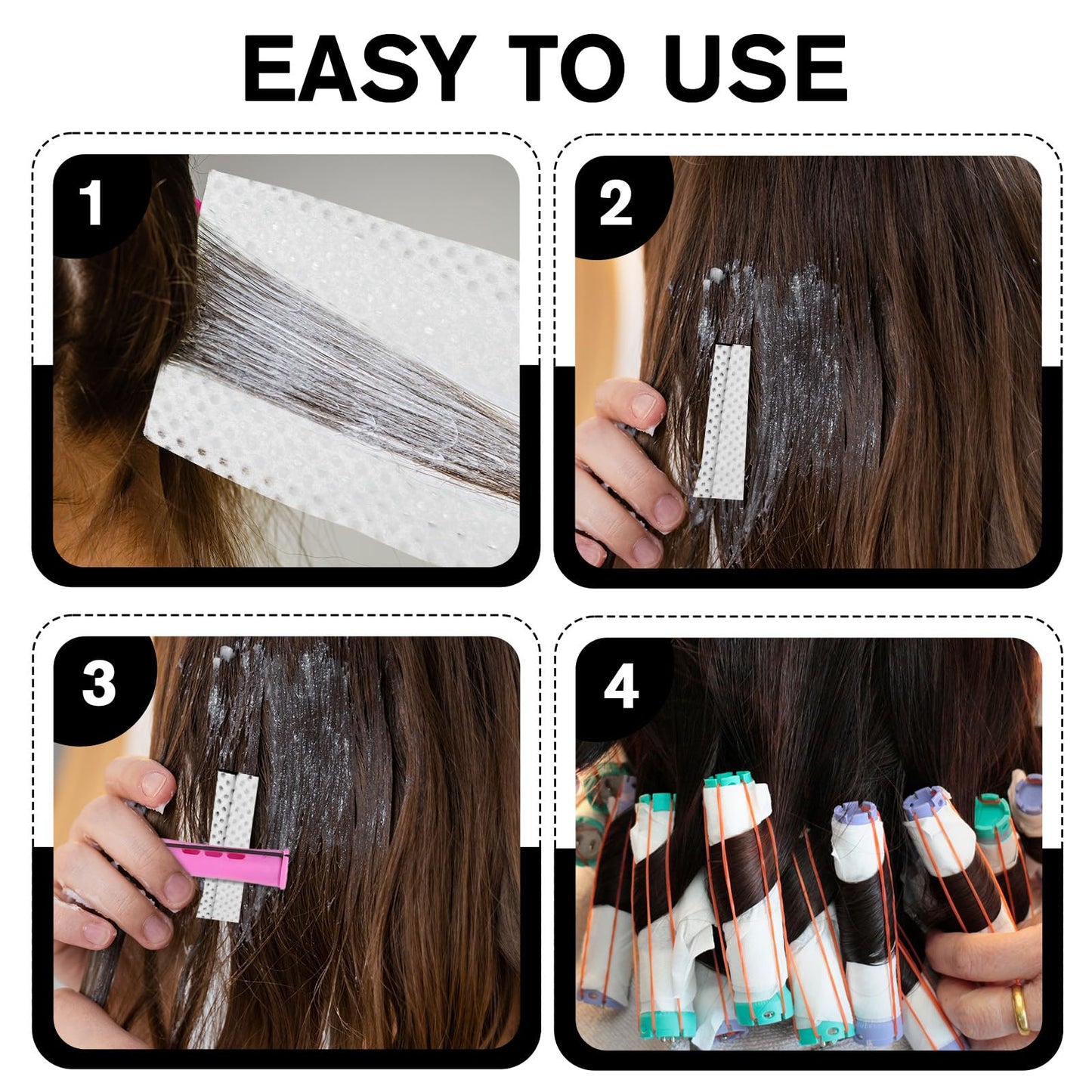 White breathable disposable perm papers spread out demonstrating thin and strong material construction.