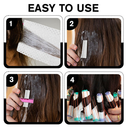 White breathable disposable perm papers spread out demonstrating thin and strong material construction.