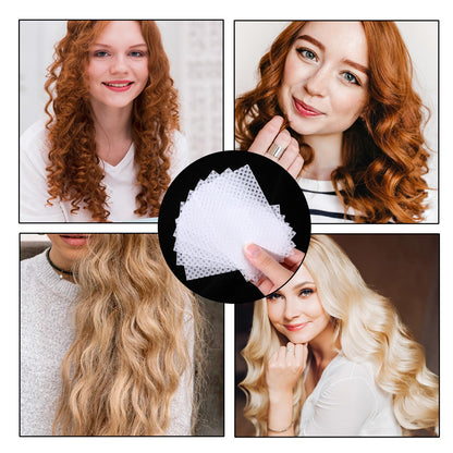 Demonstration of the water permeable mesh design on the professional hair curling papers.