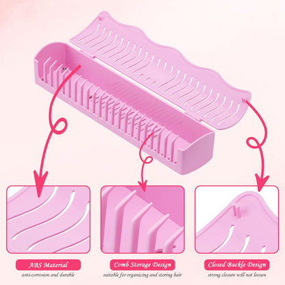 Wall installed extensions hanger organizing multi-length hair wefts neatly.