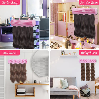 Black plastic salon spa hair storage caddy keeping braiding hair organized and tangle free.