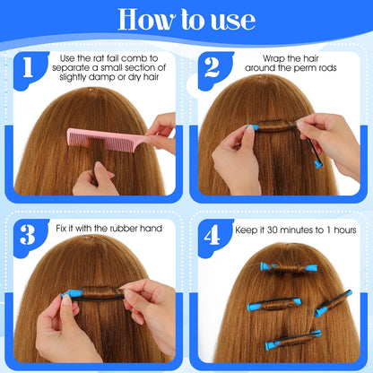 Different angles of MBAIYO medium curling rods for DIY home perming