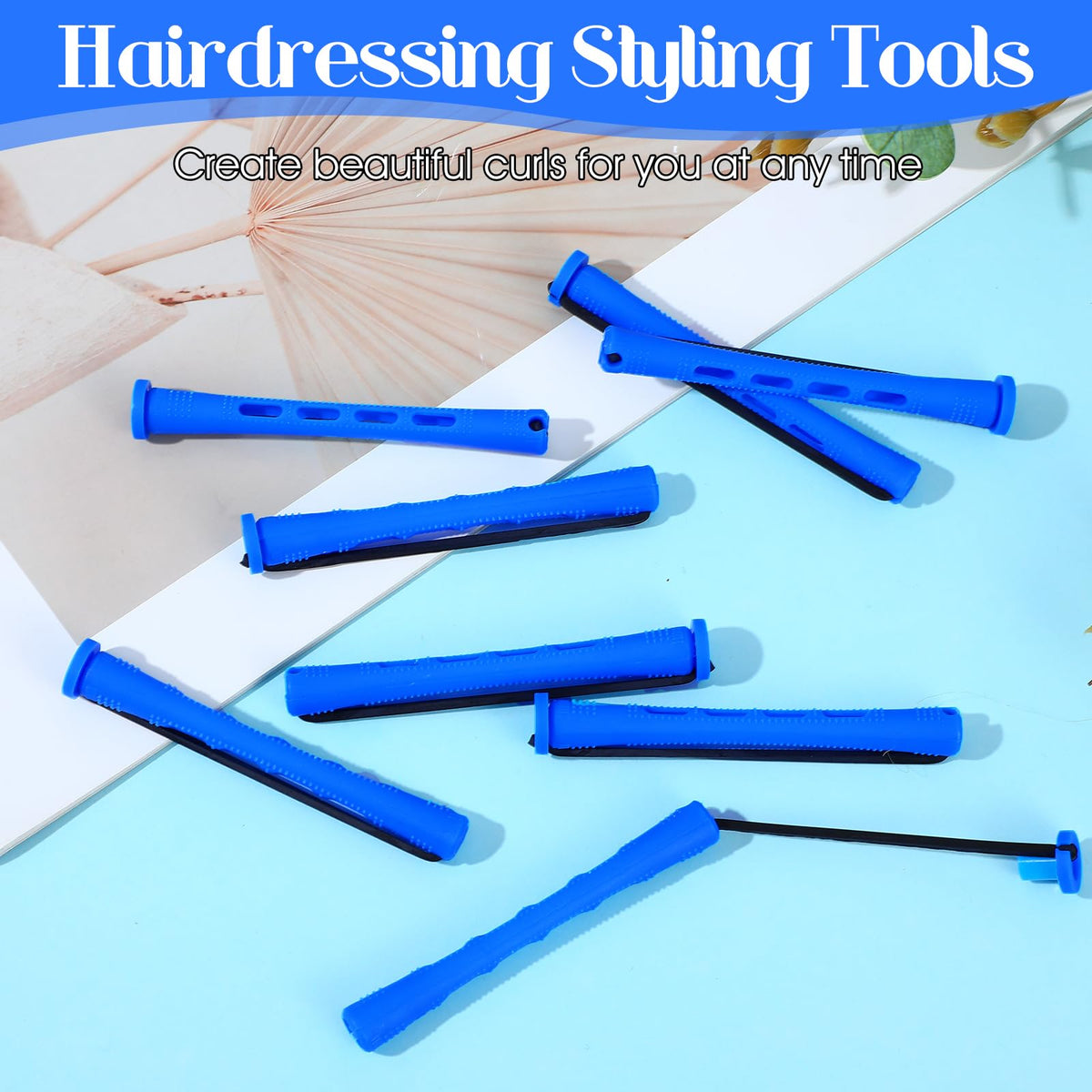 Blue salon quality plastic rollers for creating heat free bouncy waves