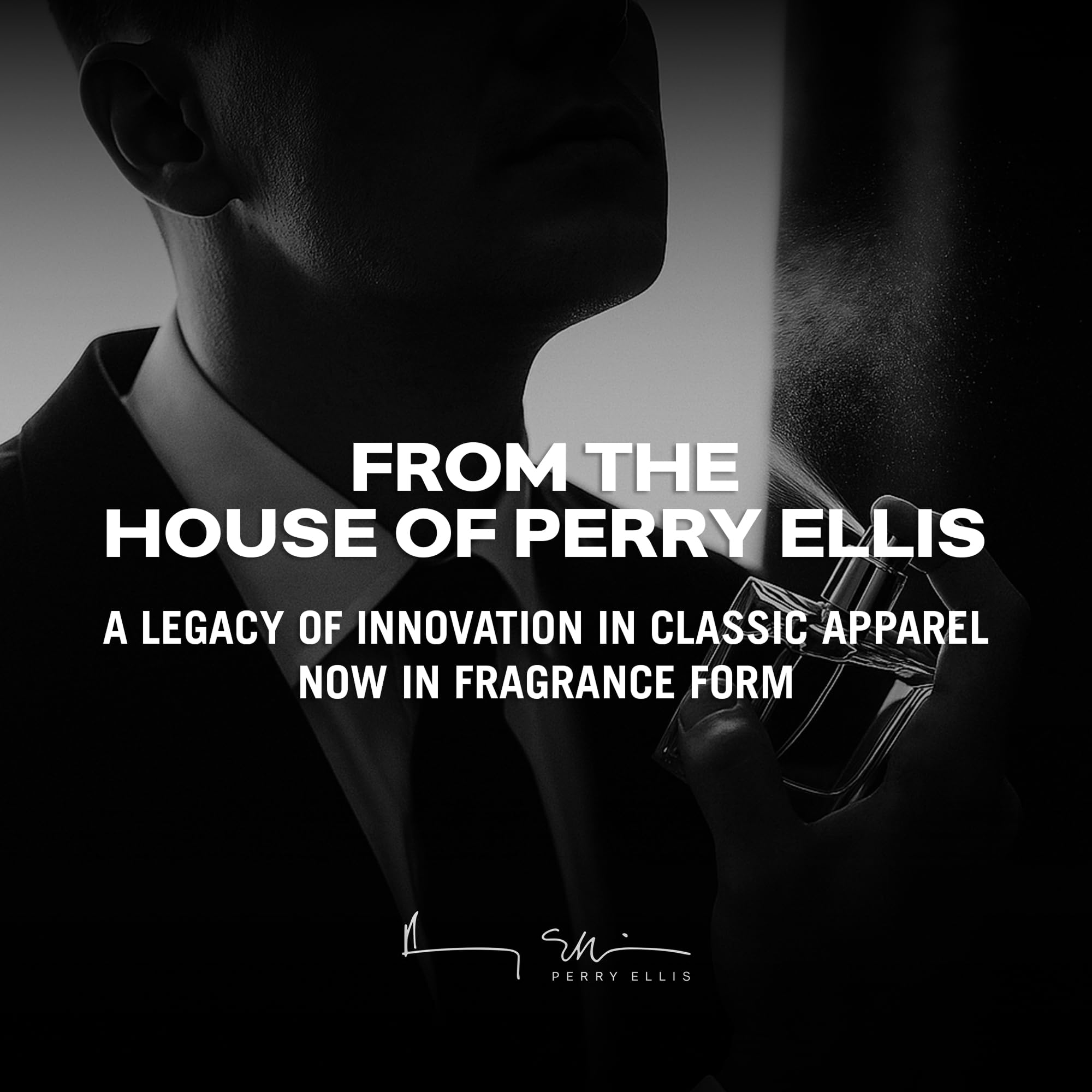 Top down view of the four-pack Perry Ellis fragrance travel set.