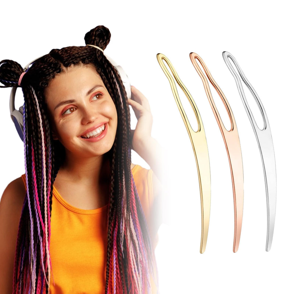 Close up view of smooth metal points on dreadlock interlocking needles