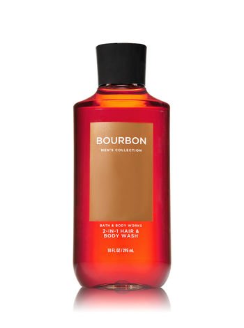 Imported Bath and Body Works Bourbon collection packaging details showing ingredients and product sizes