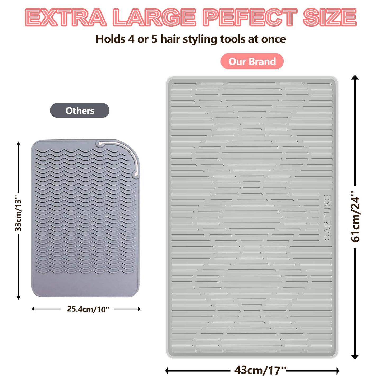 WRORUNER large silicone mat for curling iron and flat iron tool placement.