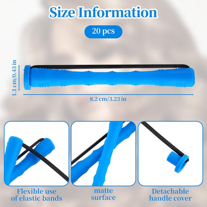 Close up of 0.35 inch small cold wave rollers with integrated rubber bands for heatless curls