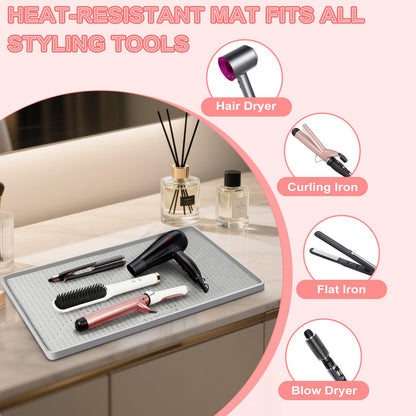WRORUNER thick heat resistant mat holding multiple hot hair tools simultaneously.