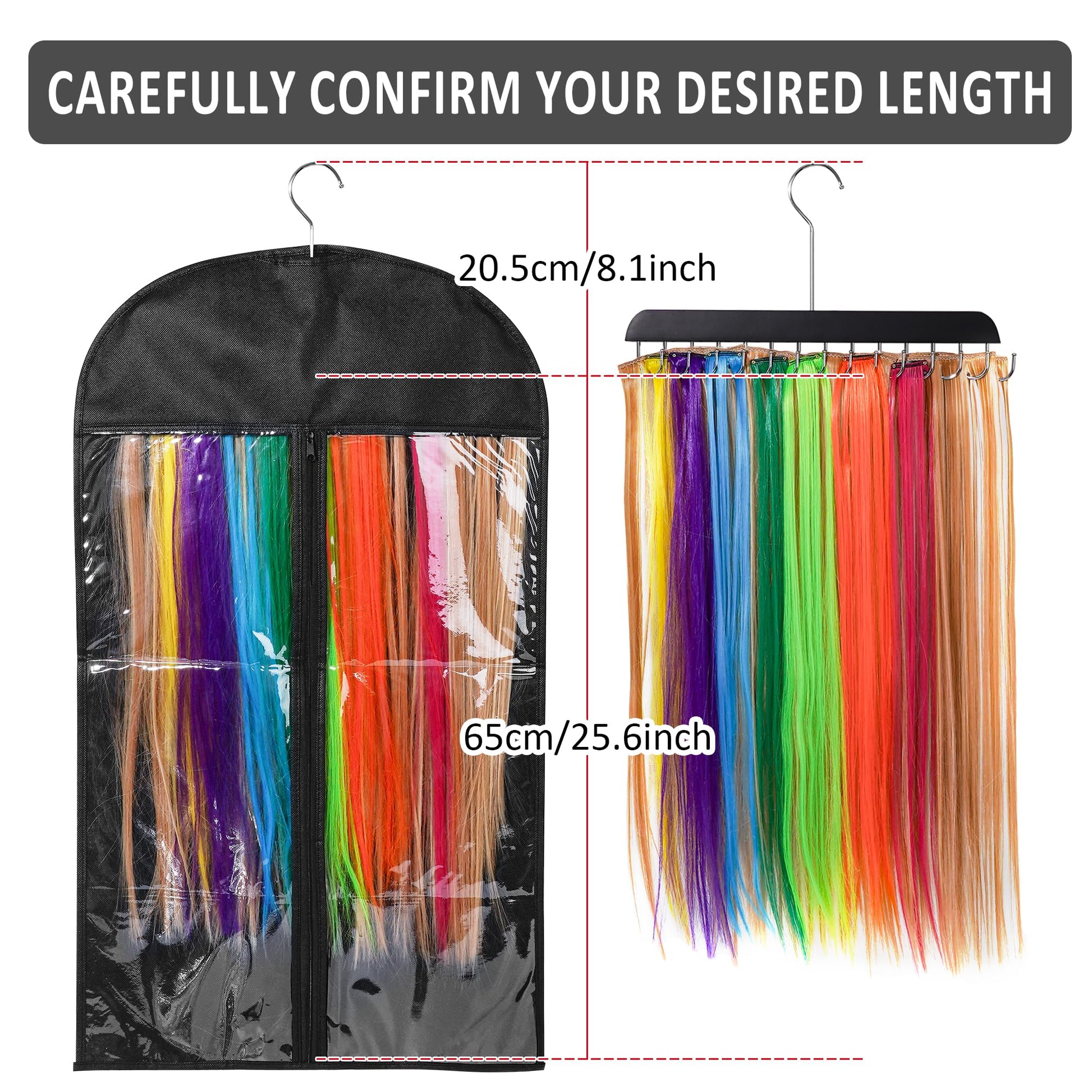 Adjustable 14 hook weft organizer holding long blonde hair extensions tangle free.