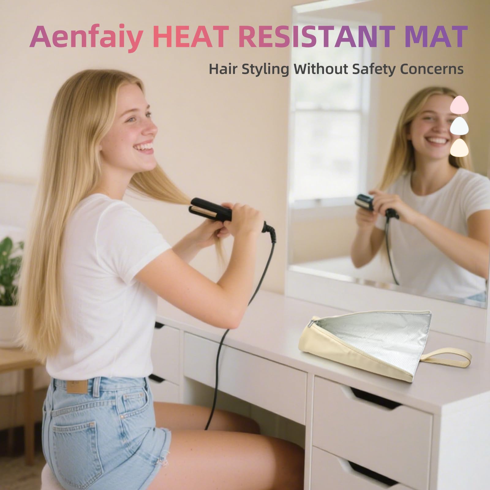 Boweike portable hot hair tools travel bag unzipped and laid flat as a heat-resistant countertop mat.
