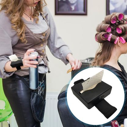 Secret Desire salon perm end wraps being pulled one handed out of the wearable wrist container