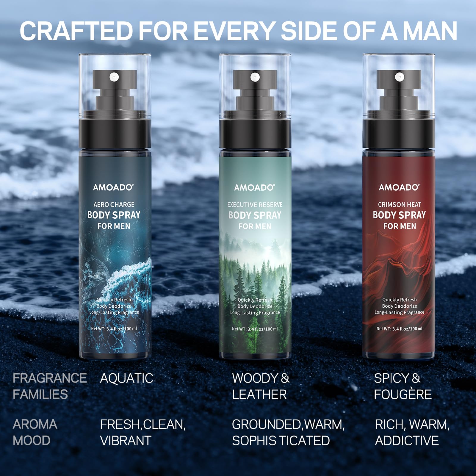 AMOADO Aero Charge refreshing aquatic body mist for men