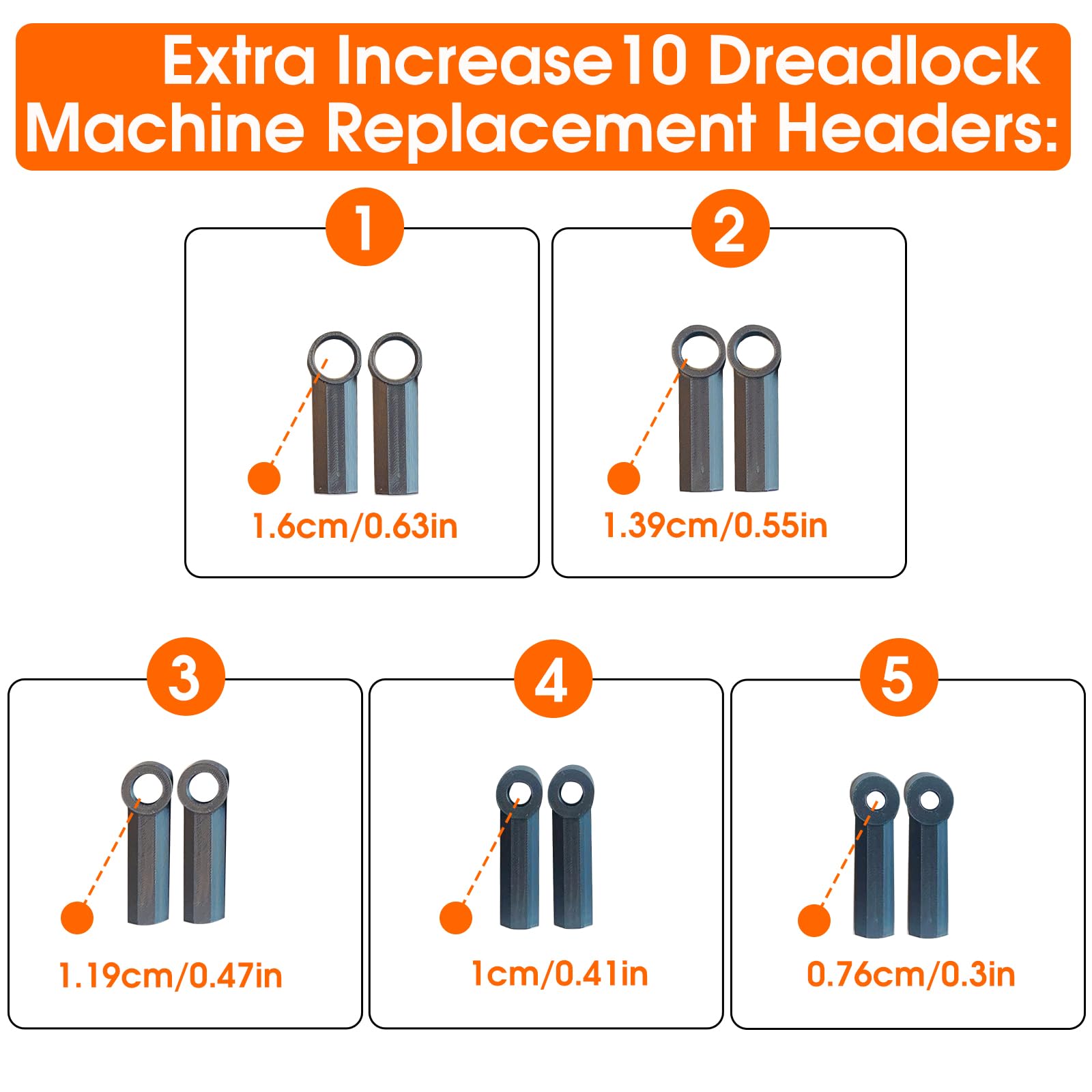 Electric dreadlock machine with forty replacement needles and professional hair threading tools spread out.