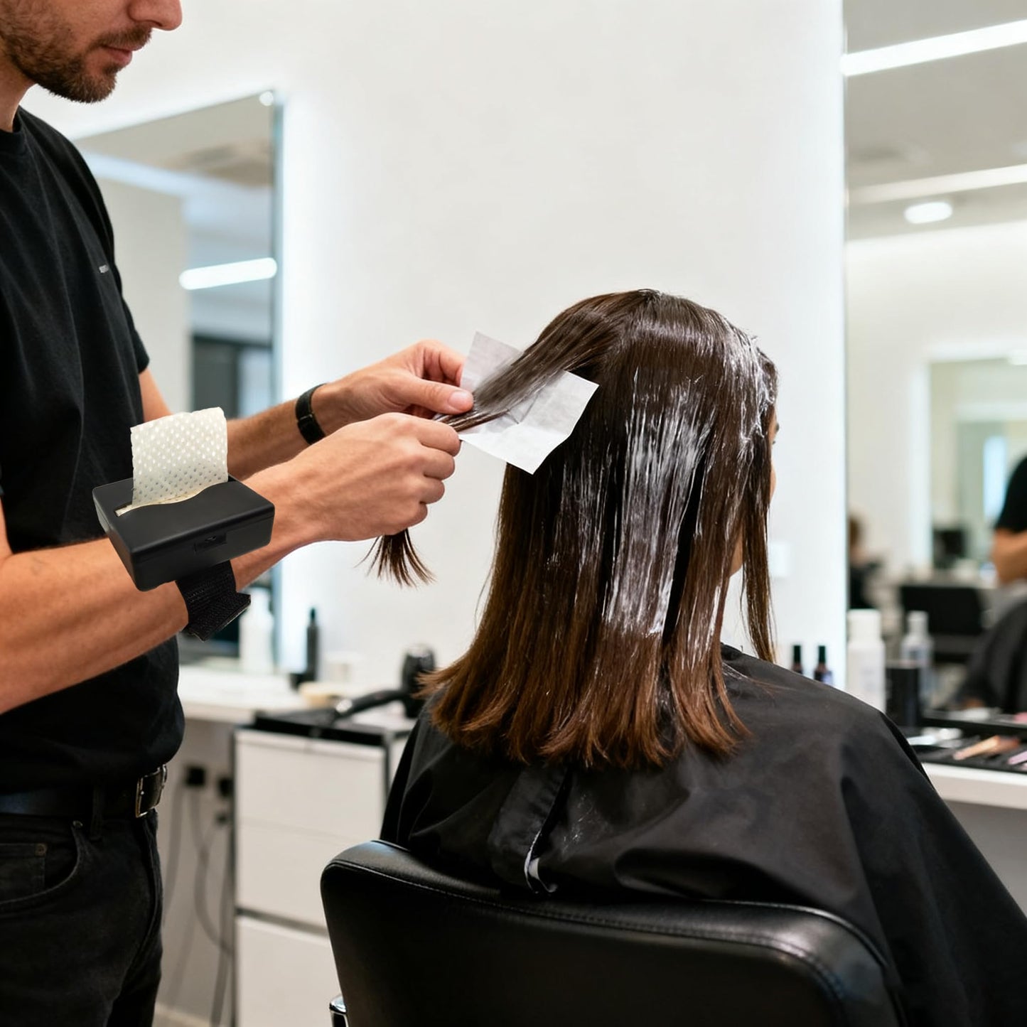 Professional hair rollers end paper setup for home and barber shop hot cold styling.