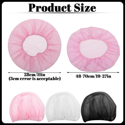 Model demonstrating how to wear the net plopping cap for drying curly hair